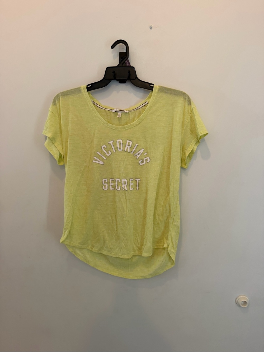 Victoria's Secret Neon Yellow Short Sleeve Logo Tee
